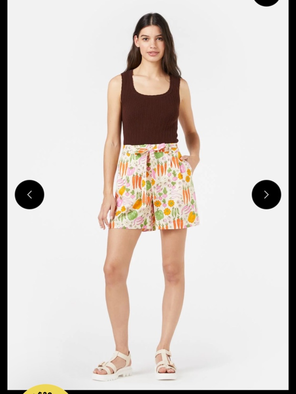 Princess Highway Cream Shorts with Pink, Orange & Green Vegetable Print